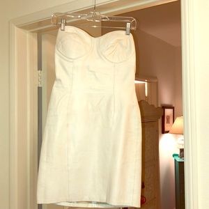 Firenze White Leather Strapless Dress